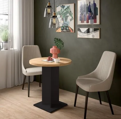 Esstisch Gustav rund | 70 cm | Artisan Eiche / schwarz