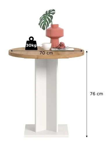 Esstisch Gustav rund | Säulen-Fußgestell | Artisan Eiche / weiß