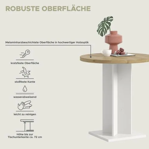 Esstisch Gustav rund | Säulen-Fußgestell | Artisan Eiche / weiß