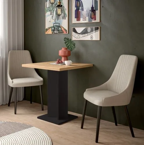 Esstisch Gustav | Säulen-Fußgestell | Artisan Eiche / schwarz