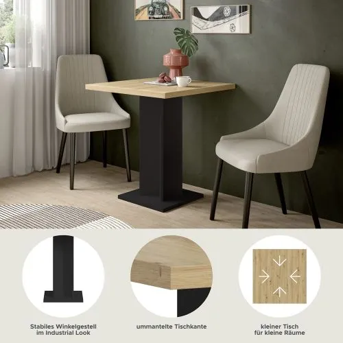 Esstisch Gustav | Säulen-Fußgestell | Artisan Eiche / schwarz