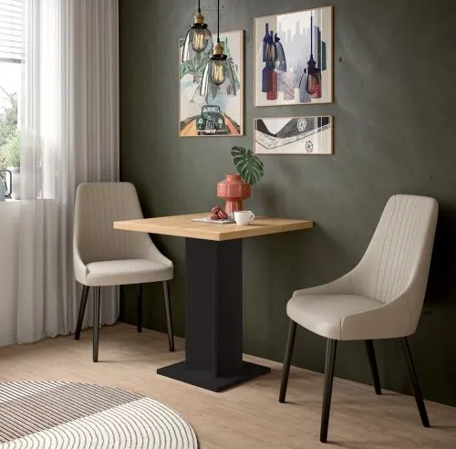 Esstisch Gustav | Säulen-Fußgestell | Artisan Eiche / schwarz