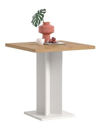 Esstisch Gustav | Säulen-Fußgestell | Artisan Eiche / weiß