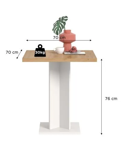 Esstisch Gustav | Säulen-Fußgestell | Artisan Eiche / weiß