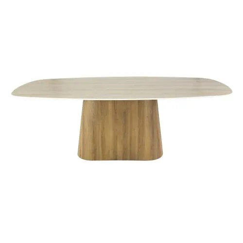 Esstisch Homa | Keramik Travertin | 215 cm | Eiche / beige