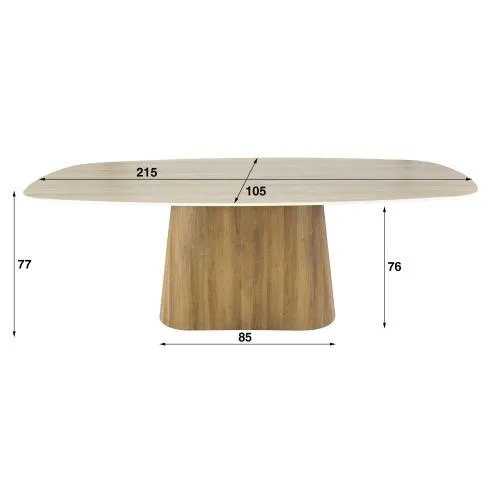 Esstisch Homa | Keramik Travertin | 215 cm | Eiche / beige