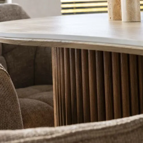 Esstisch Homa | nierenförmig | Keramik Travertin | 215 cm | Natur / beige