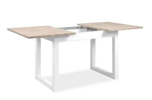 Esstisch Houston | Ausziehtisch | Sandstein / Weiß | 120-160 x 75 x 80 cm