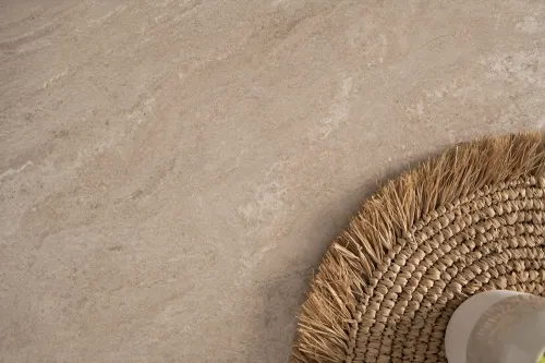 Esstisch Houston | Ausziehtisch | Sandstein / Weiß | 120-160 x 75 x 80 cm