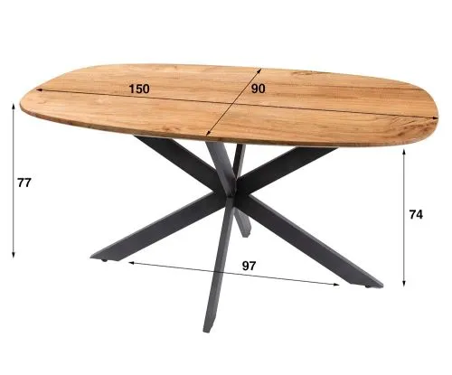 Esstisch Lako | oval | 150 cm | Akazie massiv | Natur
