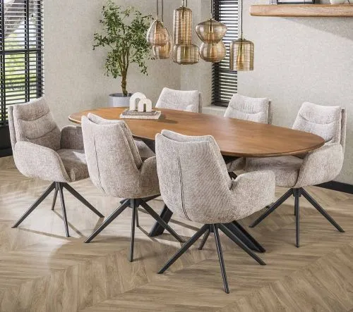 Esstisch Kani | 180 cm | oval | Mango massiv | sandfarbe