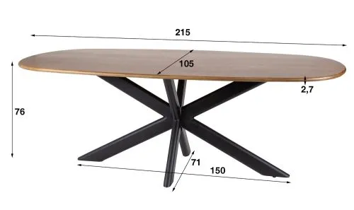 Esstisch Kani | 180 cm | oval | Mango massiv | sandfarbe