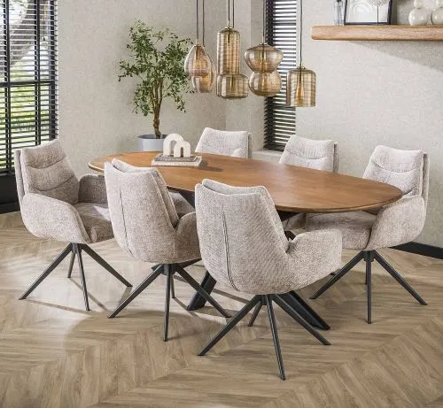 Esstisch Kani | 215 cm | oval | Mango massiv | sandfarbe