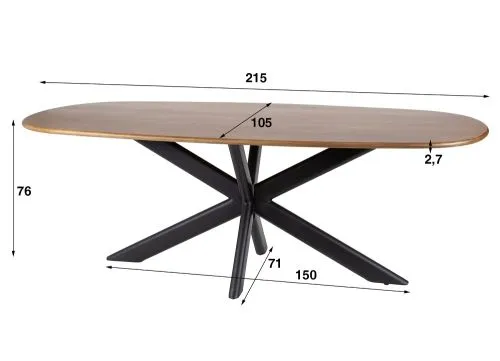 Esstisch Kani | 215 cm | oval | Mango massiv | sandfarbe