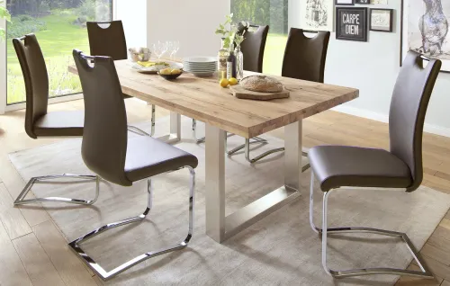 Esstisch Kufentisch Castello | Eiche gekälkt massiv | 180/200/220/240/260 x 100 | verschiedene Größen