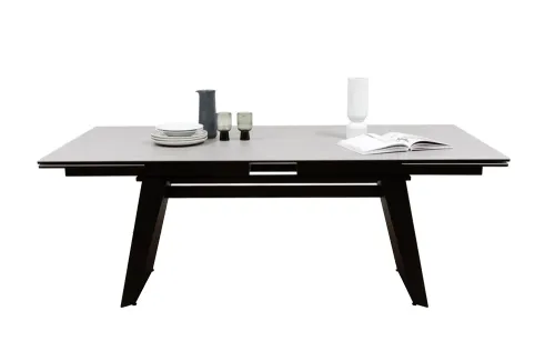 Esstisch Molinara | Edelstahl | hellgrau | ausziehbar | 200(290) x 100