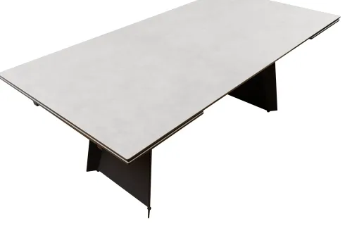 Esstisch Molinara | Edelstahl | hellgrau | ausziehbar | 200(290) x 100