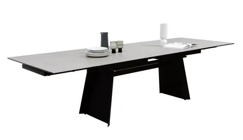 Esstisch Molinara | Edelstahl | hellgrau | ausziehbar | 200(290) x 100