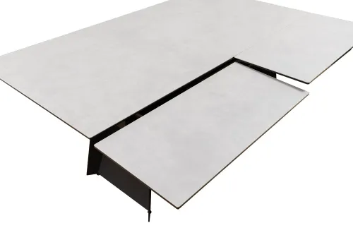 Esstisch Molinara | Edelstahl | hellgrau | ausziehbar | 200(290) x 100