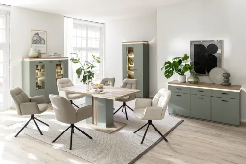 Esstisch Moniz | 160x90 | Salbei grün / Eiche Evoke