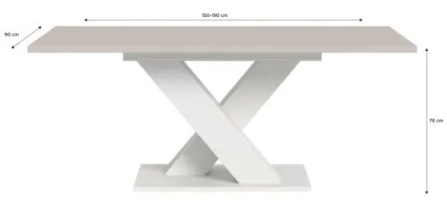 Esstisch Motion 1 | ausziehbar | X-Fuß | weiß / Kaschmir | 150(190)x90