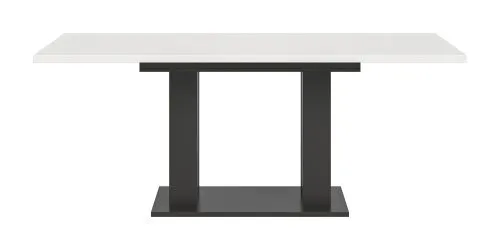 Esstisch Motion 1a | ausziehbar | Doppelsäulen-Fußgestell | weiß / grau | 150(190)x90