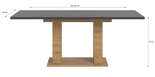 Esstisch Motion | ausziehbar | Doppelsäulen-Fußgestell | Artisan Eiche / grau | 150(190)x90