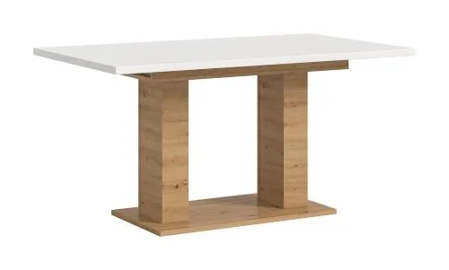 Esstisch Motion | ausziehbar | Doppelsäulen-Fußgestell | Artisan Eiche / weiß | 150(190)x80