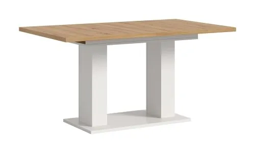 Esstisch Motion | ausziehbar | Doppelsäulen-Fußgestell | Artisan Eiche / weiß | 150(190)x80