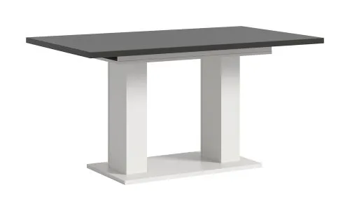 Esstisch Motion | ausziehbar | Doppelsäulen-Fußgestell | weiß / grau | 150(190)x80