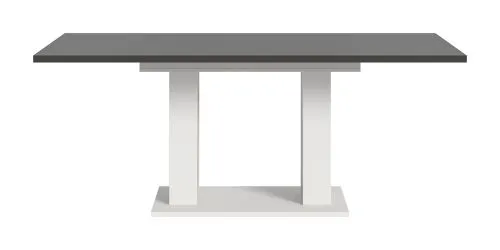 Esstisch Motion | ausziehbar | Doppelsäulen-Fußgestell | weiß / grau | 150(190)x90