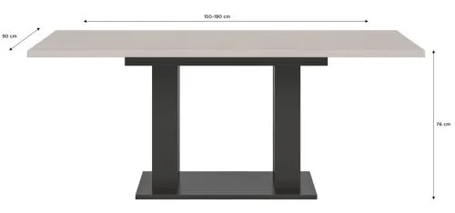 Esstisch Motion | ausziehbar | grau / Kaschmir | 150(190)x90