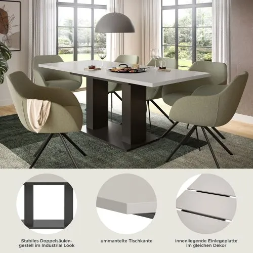 Esstisch Motion | ausziehbar | grau / Kaschmir | 150(190)x90