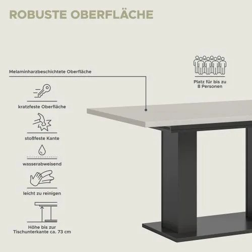 Esstisch Motion | ausziehbar | grau / Kaschmir | 150(190)x90