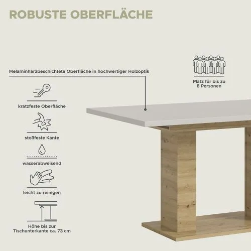 Esstisch Motion | ausziehbar | Kaschmir / Artisan | 150(190)x90