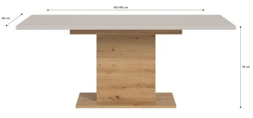 Esstisch Motion | ausziehbar | Säule | Kaschmir / Artisan |150(190)x90