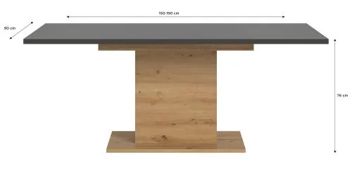 Esstisch Motion | ausziehbar | Säulen-Fußgestell | Artisan Eiche / grau | 150(190)x90