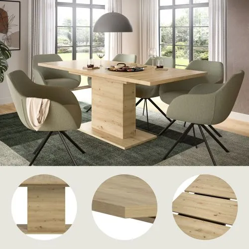 Esstisch Motion | ausziehbar | Säulen-Fußgestell | Eiche Artisan | 150(190)x90