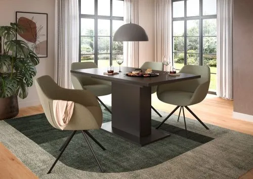 Esstisch Motion | ausziehbar | Säulen-Fußgestell | grau | 150(190)x90