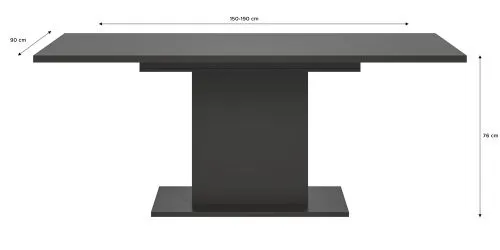 Esstisch Motion | ausziehbar | Säulen-Fußgestell | grau | 150(190)x90