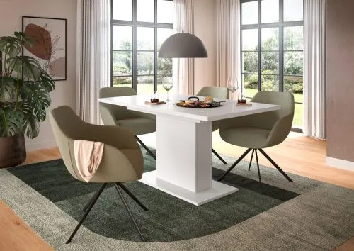Esstisch Motion | ausziehbar | Säulen-Fußgestell | weiß | 150(190)x90