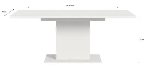Esstisch Motion | ausziehbar | Säulen-Fußgestell | weiß | 150(190)x90