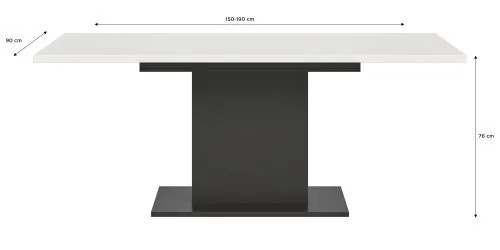 Esstisch Motion | ausziehbar | Säulen-Fußgestell | weiß / grau | 150(190)x90