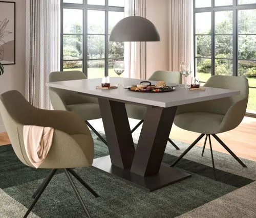 Esstisch Motion | ausziehbar | V-Fuß | grau / Kaschmir | 150(190)x90