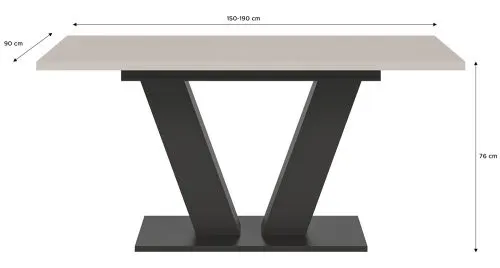 Esstisch Motion | ausziehbar | V-Fuß | grau / Kaschmir | 150(190)x90