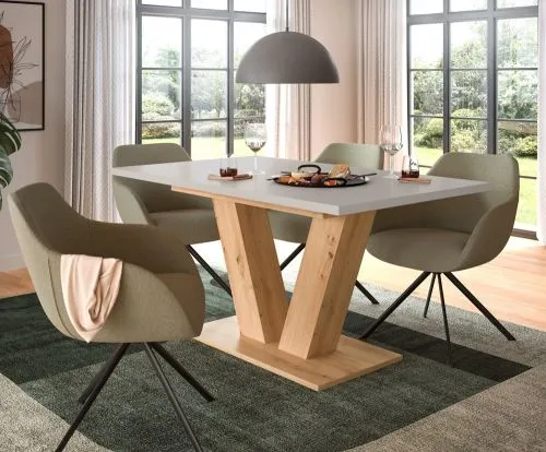 Esstisch Motion | ausziehbar | V-Fuß | Kaschmir / Artisan |150(190)x90