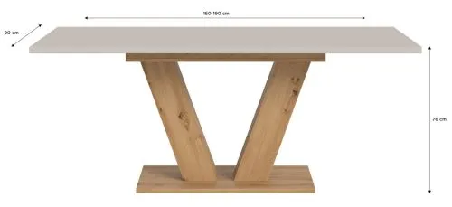 Esstisch Motion | ausziehbar | V-Fuß | Kaschmir / Artisan |150(190)x90