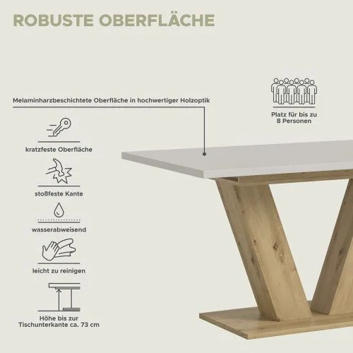 Esstisch Motion | ausziehbar | V-Fuß | Kaschmir / Artisan |150(190)x90