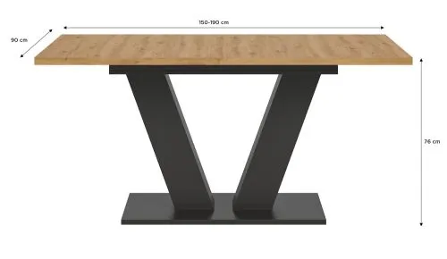 Esstisch Motion | ausziehbar | V-Fußgestell | Artisan Eiche / grau | 150(190)x90