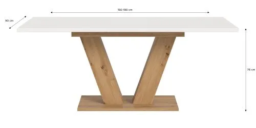 Esstisch Motion | ausziehbar | V-Fußgestell | Artisan Eiche / weiß | 150(190)x90